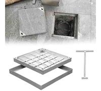 CucCe Couvercle de Regard Invisible Couvercle de Fosse septique carré en béton, Couvercle d'égout encastré renforcé en Acier Inoxydable(50 * 50cm/19.6 * 19.6in)