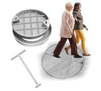 CucCe Couvercle de Regard Invisible Outside Yard Round Manhole Cover and Frame, Replacemnt Heavy Duty Sewage Cover/Septic Basin Lid Flush Mount(40 * 40cm/15.7 * 15.7in)