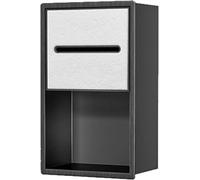 CucCe Distributeur de Papier Toilette avec Niche Murale encastrée, Aucun carrelage requis for Le Rangement, Porte-Papier Toilette en Acier Inoxydable avec étagère(Black Frame+White)