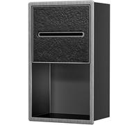 CucCe Distributeur de Papier Toilette avec Niche Murale encastrée, Aucun carrelage requis for Le Rangement, Porte-Papier Toilette en Acier Inoxydable avec étagère(Gray Frame+Black)