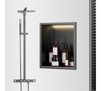 CucCe Niche de Douche encastrée en Acier Inoxydable avec éclairage LED - Finition Mate Moderne, étagère de Salle de Bain antirouille