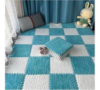 CucCe Tapis Puzzle Rembourré Tapis de Sol en Mousse Peluche 16 pièces, Tapis Patchwork, Rampant, emboîtables antidérapants Moquette en Mousse(White+Green,0.6cm)