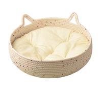 Cuccetta Rotonda per Gatti Cuccia con Cuscino Morbido Tiragraffi in Corda di Cotone Dormire Rilassante Appartament intérieur Cuccioli Piccoli Animali, Intrecciato Naturale Stabile