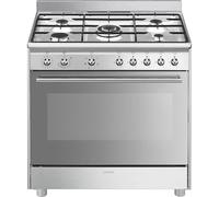 SMEG SX91GM Cuisinière 90CM Inox Double Fuel Gaz 5 Feux Four Ventilé
