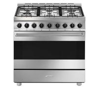 Smeg Cuisinière B91GMX2 90 cm - Four ventilé Acier inox - 6 feux gaz