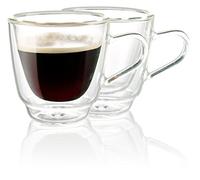 Cucina di Modena Lot de 2 tasses à expresso en verre à double paroi (tasses à expresso à double paroi, verre, café)