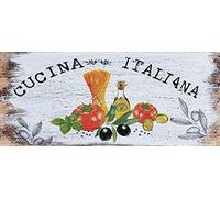 Cucina Italiana Logo, Cucina Wall Logo, Pewter Logo Vegetables, Décoration de cuisine en étain Décoration murale Affiche en métal 20,3 x 30,5 cm