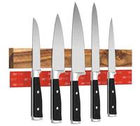 CUCINO Barre magnétique à couteaux autocollante - Vainqueur du comparatif avec aimant extra puissant - Montage facile avec bande adhésive 3M sans perçage, acacia 40 cm