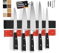 CUCINO Porte-couteau magnétique de cuisine avec aimant extra-fort - Installation facile avec ruban adhésif 3M, Aimant à couteau mural noir - 40cm