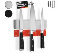 CUCINO Porte Couteaux de Cuisine magnétique avec aimant extra fort - Installation facile avec la bande adhésive 3M, Aimant couteau mural en acier inoxydable - 25cm