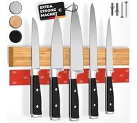 CUCINO Porte Couteaux de Cuisine magnétique avec aimant extra fort - Installation facile avec la bande adhésive 3M, Aimant couteau mural en bambou - 40cm