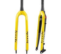 CUCKQUIC Fourche Rigide VTT en Fibre de Carbone, 26/27,5/29 Pouces, Freins à Disque, Pivot Conique 1-1/2 Pouce, axe QR 9 mm Yellow,26in