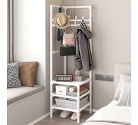CUCKQUIC Porte-Manteau d'angle,Porte-Manteaux, Porte-Manteau sur Pied, Adapté À La Chambre À Coucher, Au Chevet du Salon, Cintre pour Vêtements, Organisation Pratique White,Three Floors