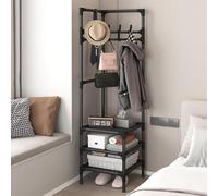 CUCKQUIC Porte-Manteau d'angle,Porte-Manteaux, Porte-Manteau sur Pied, Adapté À La Chambre À Coucher, Au Chevet du Salon, Cintre pour Vêtements, Organisation Pratique Black,Three Floors