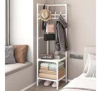 CUCKQUIC Porte-Manteau d'angle,Porte-Manteaux, Porte-Manteau sur Pied, Adapté À La Chambre À Coucher, Au Chevet du Salon, Cintre pour Vêtements, Organisation Pratique White,Two Floors