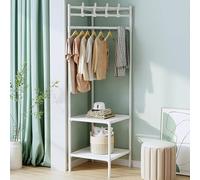 CUCKQUIC Porte-Manteau, Portant À Vêtement,Armoire, Porte Manteau, Tringle À Vêtements en Métal avec Crochets, Meuble D'entrée, Convient pour Couloir, Dressing, Chambre White