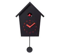 Cuco Clock Horloge ŕ Coucou 'Maison Mitoyenne' 28,3 x 22,8 x 10,4cm, Blanc/Orange, Nuit