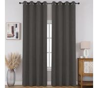 CUCRAF 100% Blackout Window Curtains 84 inches Long 2 Panels Set, Faux Linen Look Thermal Insulated Grommet Drapes, Room Darkening Curtain for Bedroom Living Room(W52 x L84 inch, Grey)
