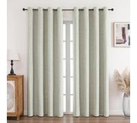 CUCRAF 100% Rideau occultant Thermiques 2 Pièces L140xH200, Rideau Lin Thermique Isolant Anti Froid et Chaleur Tenture Opaque à Oeillets Isolation Lumiere Anti UV Beige Clair