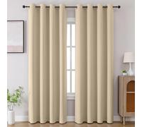 CUCRAF Ensemble de 2 Rideaux occultants Beige Clair de 243,8 cm de Long pour Salon, Chambre à Coucher, Rideaux de fenêtre à Isolation Thermique avec œillets (132 x 243,8 cm (l x L), Beige Clair