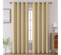 CUCRAF Ensemble de 2 Rideaux occultants Beige de 213,4 cm de Long pour Salon, Chambre à Coucher, Rideaux de fenêtre à Isolation Thermique avec œillets (132 x 213,4 cm (l x L), Beige