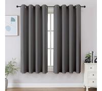 CUCRAF Ensemble de 2 Rideaux occultants Gris Clair de 114,3 cm de Long pour Salon, Chambre à Coucher, Rideaux de fenêtre à Isolation Thermique avec œillets (132 x 114,3 cm (l x L), Gris Clair