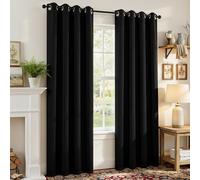 CUCRAF Ensemble de 2 Rideaux occultants Noirs de 213,4 cm de Long pour Salon, Chambre à Coucher, Rideaux de fenêtre à Isolation Thermique avec œillets (132 x 213,4 cm (l x L), Noir
