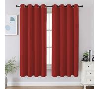 CUCRAF Ensemble de 2 Rideaux occultants Rouges de 137,2 cm de Long pour Salon, Chambre à Coucher, Rideaux de fenêtre à Isolation Thermique avec œillets (132 x 137 cm (l x L), Rouge