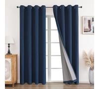 CUCRAF Lot de 2 rideaux 100 % occultants à isolation thermique avec œillets pour chambre à coucher et salon, 117 x 228 cm, bleu