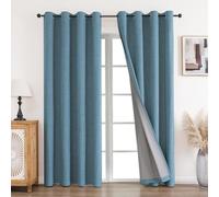 CUCRAF Lot de 2 rideaux 100 % occultants à isolation thermique avec œillets pour chambre à coucher et salon, 132 x 213 cm, bleu clair
