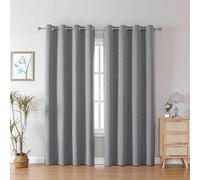 CUCRAF Lot de 2 rideaux 100 % occultants à isolation thermique avec œillets pour chambre à coucher et salon - Gris clair - 117 x 183 cm (lin double face)