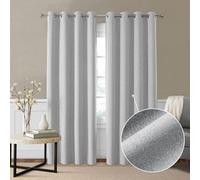 CUCRAF Lot de 2 rideaux 100 % occultants à isolation thermique avec œillets pour chambre à coucher et salon, blanc grisâtre, 117 x 183 cm (lin double face)