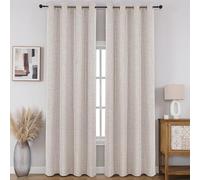 CUCRAF Lot de 2 Rideaux 100% occultants, Rideaux à Isolation Thermique avec œillets en Faux Lin pour Chambre à Coucher/Salon (Blanc cassé, 132,1 x 137,2 cm)
