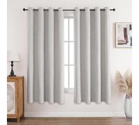 CUCRAF Lot de 2 rideaux 100 % opaques en lin - Avec œillets - 175 x 140 cm (H x l) - Protection contre le froid - Isolation acoustique - Pour salon, chambre à coucher - Blanc