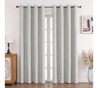 CUCRAF Lot de 2 Rideaux 100% Opaques en Lin - avec œillets - 225 x 140 cm (H x l) - Protection Contre Le Froid - Isolation Acoustique - pour Salon, Chambre à Coucher - Blanc