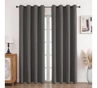 CUCRAF Lot de 2 rideaux 100 % opaques en lin - Avec œillets - 229 x 117 cm (H x l) - Protection contre le froid - Isolation acoustique - Pour salon, chambre à coucher - Gris