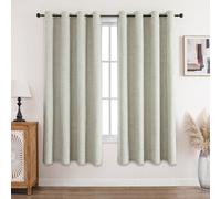 CUCRAF Lot de 2 rideaux 100 % opaques en lin - Avec œillets - Beige clair - 183 x 117 cm (H x l) - Protection contre le froid - Isolation acoustique - Pour salon, chambre à coucher