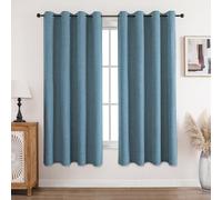 CUCRAF Lot de 2 rideaux 100 % opaques en lin - Avec œillets - Bleu ciel - 183 x 117 cm (H x l) - Protection contre le froid - Isolation acoustique - Pour salon, chambre à coucher