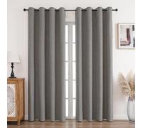 CUCRAF Lot de 2 rideaux 100 % opaques en lin - Avec œillets - Gris clair - 290 x 140 cm (H x l) - Protection contre le froid - Isolation acoustique - Pour salon, chambre à coucher