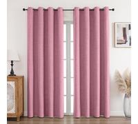 CUCRAF Lot de 2 rideaux 100 % opaques, en lin, avec œillets, occultants, thermiques, protection contre le froid, isolation acoustique, pour salon, chambre à coucher, roses, 245 x 140 cm (H x l)