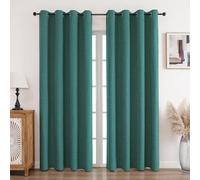 CUCRAF Lot de 2 rideaux 100 % opaques, en lin, avec œillets, occultants, thermiques, protection contre le froid, isolation acoustique, pour salon, chambre à coucher, vert forêt, 290 x 140 cm (H x l)