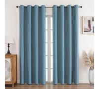 CUCRAF Lot de 2 rideaux 100 % opaques, thermiques, en lin, avec œillets, protection contre le froid, isolation acoustique, pour salon, chambre à coucher (bleu ciel, 275 x 140 cm (H x l))
