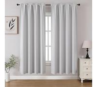 CUCRAF Lot de 2 Rideaux occultants Blanc grisâtre de 160 cm de Long avec Passe-Tringle pour Chambre à Coucher et Salon, Rideaux de fenêtre isolés Thermiques, bloquant la lumière, 132 x 160 cm (l x L