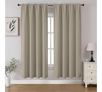 CUCRAF Lot de 2 Rideaux occultants de 160 cm de Long avec Passe-Tringle pour Chambre à Coucher et Salon - Rideaux de fenêtre isolés Thermiques, bloquant la lumière (132 x 160 cm (l x L) - Beige Clair