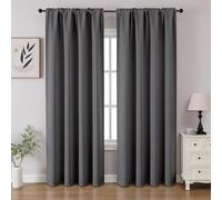 Cucraf Lot de 2 rideaux occultants de 213,4 cm de long avec passe-tringle pour chambre à coucher et salon - Rideaux de fenêtre isolés thermiques, bloquant la lumière (132 x 213 cm (l x L) - Gris clair