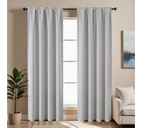 CUCRAF Lot de 2 Rideaux occultants de 213,4 cm de Long avec Passe-Tringle pour Chambre à Coucher et Salon - Rideaux de fenêtre isolés Thermiques et bloquant la lumière (132 x 213 cm (l x L) - Blanc