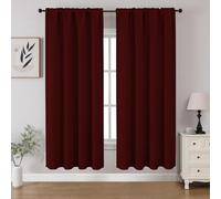 CUCRAF Lot de 2 Rideaux occultants de fenêtre à Isolation Thermique de Couleur Unie avec Passe-Tringle pour Chambre à Coucher et Salon, 132,1 x 160 cm, Rouge Bordeaux