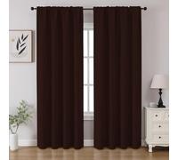 CUCRAF Lot de 2 Rideaux occultants de fenêtre à Isolation Thermique de Couleur Unie avec Passe-Tringle pour Chambre à Coucher et Salon, 132,1 x 241,3 cm, Chocolat