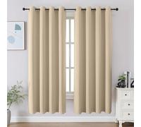 CUCRAF Lot de 2 Rideaux occultants de fenêtre à Isolation Thermique pour Chambre à Coucher, Cuisine et Salon, 132 x 160 cm de Long, Beige Clair