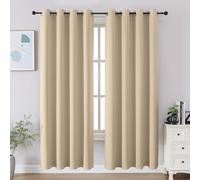 CUCRAF Lot de 2 Rideaux occultants de fenêtre à Isolation Thermique pour Chambre à Coucher, Cuisine et Salon, 132,9 x 182,9 cm de Long, Beige Clair